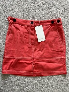 NWT Wildfang Coral Mini Skirt with Button Side Detail/Elastic Waist Size L